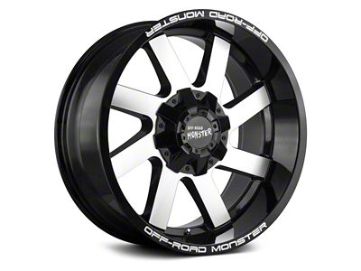 Off-Road Monster M80 Gloss Black Machined 6-Lug Wheel; 20x12; -44mm Offset (22-24 Bronco Raptor)