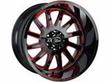 Off-Road Monster M17 Gloss Black Candy Red Milled Wheel; 17x9; 0mm Offset (20-24 Jeep Gladiator JT)