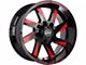 Off-Road Monster M80 Gloss Black Candy Red Milled Wheel; 20x12; -44mm Offset (20-24 Jeep Gladiator JT)