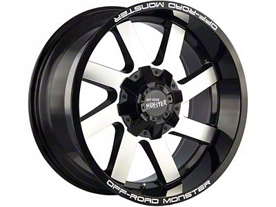 Off-Road Monster M80 Gloss Black Machined Wheel; 20x10; -19mm Offset (20-24 Jeep Gladiator JT)