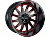 Off-Road Monster M17 Gloss Black Candy Red Milled Wheel; 17x9; 0mm Offset (05-10 Jeep Grand Cherokee WK, Excluding SRT8)