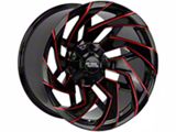 Off-Road Monster M24 Gloss Black Candy Red Milled Wheel; 20x10; -19mm Offset (22-24 Jeep Grand Cherokee WL)