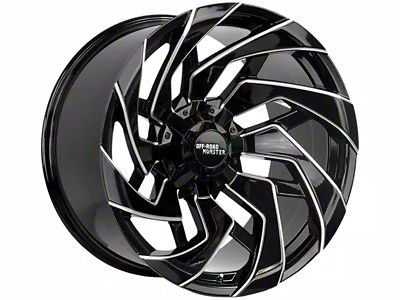 Off-Road Monster M24 Gloss Black Milled Wheel; 20x10; -19mm Offset (22-24 Jeep Grand Cherokee WL)