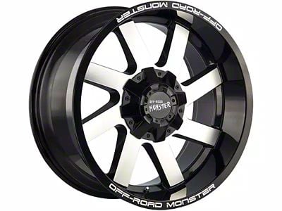 Off-Road Monster M80 Gloss Black Machined Wheel; 20x12; -44mm Offset (22-24 Jeep Grand Cherokee WL)