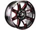 Off-Road Monster M08 Gloss Black Candy Red Milled Wheel; 20x9; 0mm Offset (99-04 Jeep Grand Cherokee WJ)