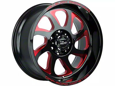 Off-Road Monster M22 Gloss Black Candy Red Milled Wheel; 20x10 (99-04 Jeep Grand Cherokee WJ)