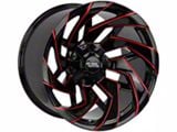 Off-Road Monster M24 Gloss Black Candy Red Milled Wheel; 20x10; -19mm Offset (99-04 Jeep Grand Cherokee WJ)