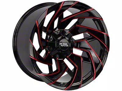 Off-Road Monster M24 Gloss Black Candy Red Milled Wheel; 20x10; -19mm Offset (99-04 Jeep Grand Cherokee WJ)