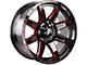 Off-Road Monster M08 Gloss Black Candy Red Milled Wheel; 20x9; 0mm Offset (05-10 Jeep Grand Cherokee WK)