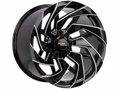 Off-Road Monster M24 Gloss Black Milled Wheel; 20x10; -19mm Offset (05-10 Jeep Grand Cherokee WK)