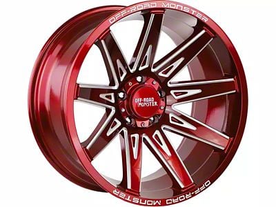 Off-Road Monster M25 Candy Red Milled Wheel; 20x10; -19mm Offset (05-10 Jeep Grand Cherokee WK)