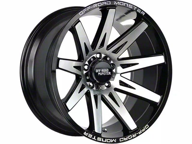 Off-Road Monster M25 Gloss Black Machined 6-Lug Wheel; 20x10; -19mm Offset (16-23 Tacoma)