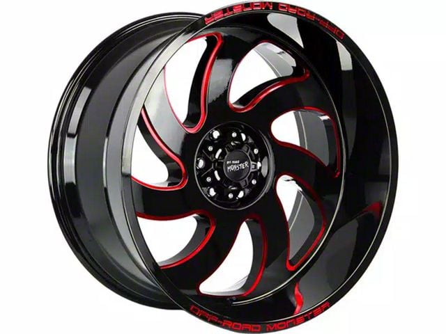 Off-Road Monster M07 Gloss Black Candy Red Milled 6-Lug Wheel; 20x10; -19mm Offset (16-24 Titan XD)