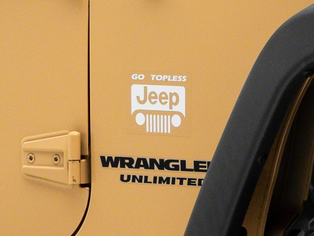 Jeep Licensed by RedRock Go Topless Jeep Decal; White (87-18 Jeep Wrangler YJ, TJ & JK)