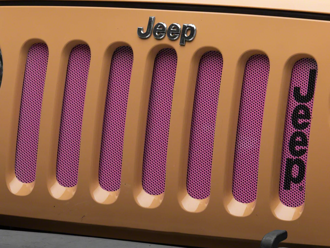 Jeep Licensed By Redrock Jeep Wrangler Grille Insert With Black Logo Pink Jeeppinkwblacklogo