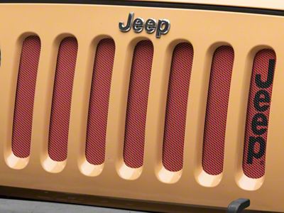 Jeep Licensed by RedRock Grille insert with Black Logo; Red (07-18 Jeep Wrangler JK)