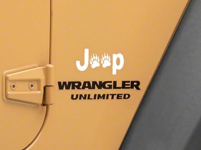 Jeep Licensed by RedRock Jeep Paw Side Logo; white (87-18 Jeep Wrangler YJ, TJ & JK)