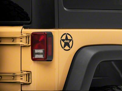 Jeep Licensed by RedRock Jeep Star Accent Decal; Matte Black (07-18 Jeep Wrangler JK)