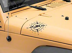 Jeep Licensed by RedRock Small Compass Decal with JK Logo; Matte Black (07-18 Jeep Wrangler JK)