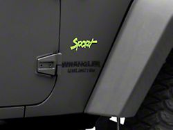 Jeep Licensed by RedRock Sport Script Side Logo Decal; Lime Green (87-18 Jeep Wrangler YJ, TJ & JK)