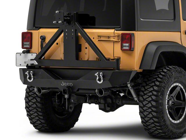 Jeep Licensed by RedRock Trail Force HD Rear Bumper with Tire Carrier and Jeep Logo (07-18 Jeep Wrangler JK)