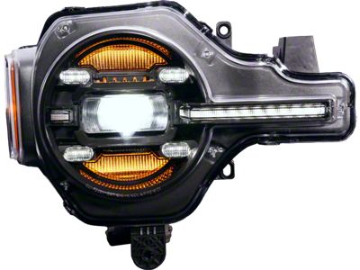 OLM Infinite Series LED Headlights with White DRL; Black Housing; Clear Lens (21-24 Bronco)