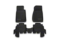 OMAC All Weather Molded 3D Front and Rear Floor Liners; Black (07-13 Jeep Wrangler JK 4-Door)