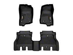 RIVAL 4x4 All Weather Molded Texan Front and Rear Floor Liners; Black (18-24 Jeep Wrangler JL 4-Door)