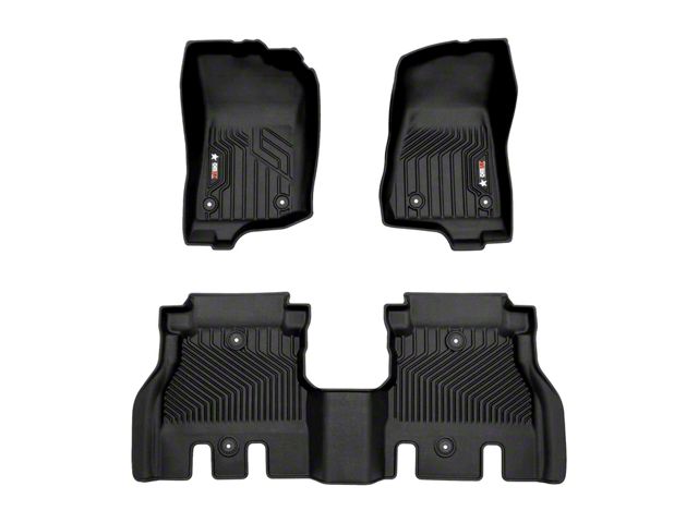 OMAC All Weather Molded Texan Front and Rear Floor Liners; Black (18-24 Jeep Wrangler JL 4-Door)