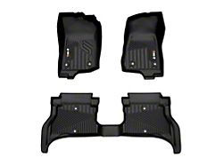 OMAC All Weather Molded Texan Front and Rear Floor Liners; Black (21-24 Jeep Wrangler JL 4xe)