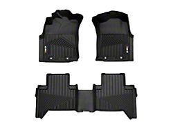 OMAC All Weather Molded Texan Front and Rear Floor Liners; Black (05-15 Tacoma Double Cab)