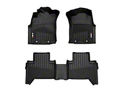 OMAC Premium 3D Front and Rear Floor Liners; Black (05-15 Tacoma Double Cab)