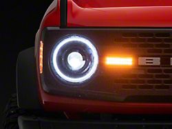 Oracle Oculus Bi-LED Projector Headlights with Amber/White Switchback Halo; Black Housing; Clear Lens (21-24 Bronco)