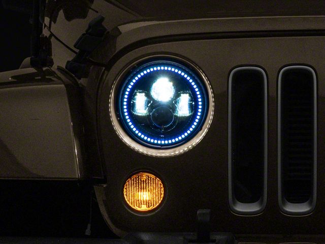 Oracle 7-Inch High Powered LED Headlights with ColorSHIFT Halo; Black Housing; Clear Lens (07-17 Jeep Wrangler JK)