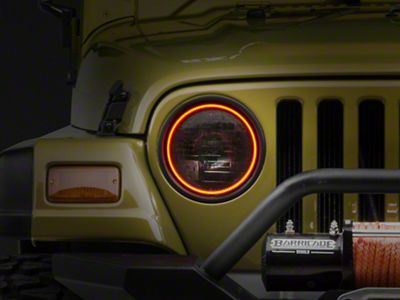 Oracle Waterproof Surface Mount LED Halo Headlight Kit; Amber (97-06 Jeep Wrangler TJ)