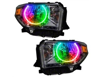 Oracle OE Style Headlights with ColorSHIFT Halo; Black Housing; Clear Lens (14-17 Tundra w/ Factory Halogen Headlights)