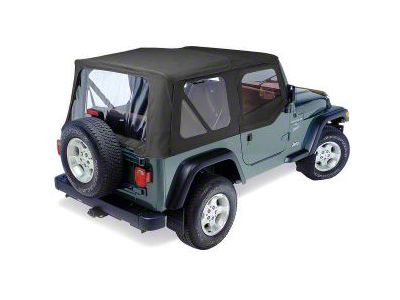 Replay Soft Top with Door Skins and Clear Windows; Black Denim (97-06 Jeep Wrangler TJ, Excluding Unlimited)