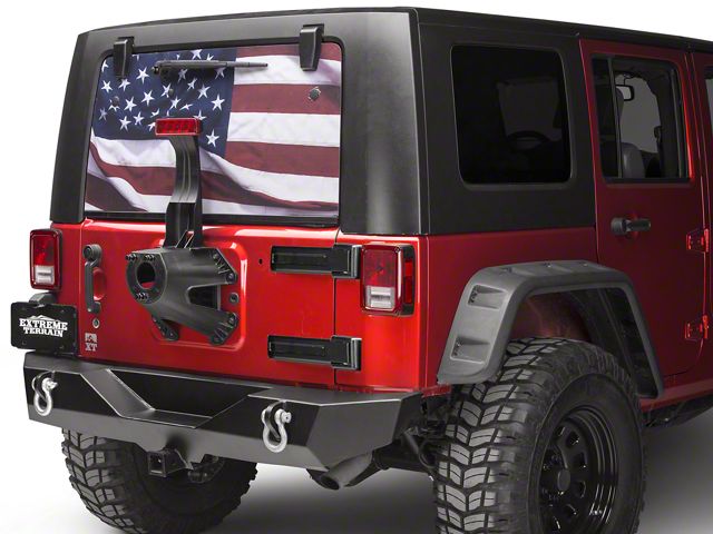 SEC10 Perforated American Flag Rear Window Decal; Full Color (66-24 Jeep CJ5, CJ7, Wrangler YJ, TJ, JK & JL)