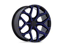 Performance Replicas PR176 Gloss Black Machined with Blue Milling 6-Lug Wheel; 24x10; 24mm Offset (04-15 Titan)