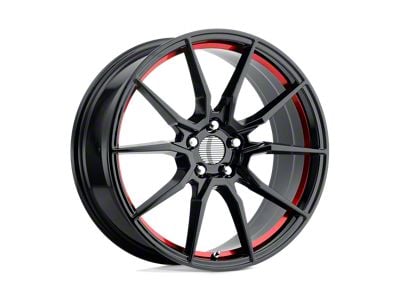 Performance Replicas PR193 Gloss Black with Red Machined 5-Lug Wheel; 17x9; 24mm Offset (05-15 Tacoma)