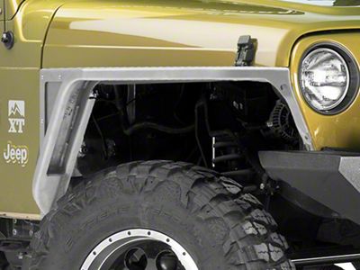 Poison Spyder 3-Inch DeFender Tapered Fender Flares; Front; Bare Steel (97-06 Jeep Wrangler TJ)