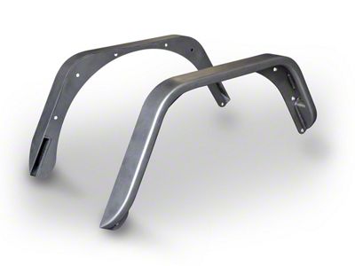 Poison Spyder 3-Inch Bolt-On DeFender Fender Flares; Rear; Bare Steel (87-95 Jeep Wrangler YJ)