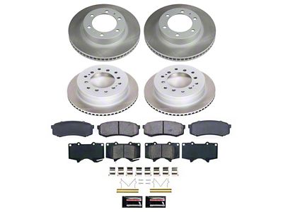 PowerStop Semi-Coated 6-Lug Brake Rotor and Pad Kit; Front and Rear (03-09 4Runner w/ 12.56-Inch Front Rotors)