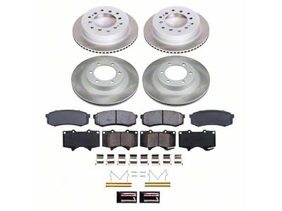 PowerStop Semi-Coated 6-Lug Brake Rotor and Pad Kit; Front and Rear (03-09 4Runner w/ 13.30-Inch Front Rotors)
