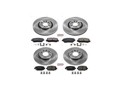 PowerStop OE Replacement Brake Rotor and Pad Kit; Front and Rear (14-23 Jeep Cherokee KL w/ Single Piston Front Calipers)