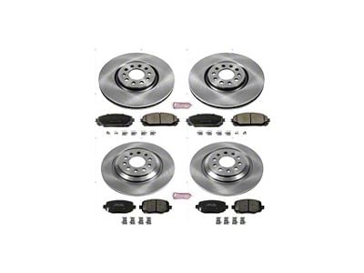 PowerStop OE Replacement Brake Rotor and Pad Kit; Front and Rear (14-16 Jeep Cherokee KL w/ Dual Piston Front Calipers)