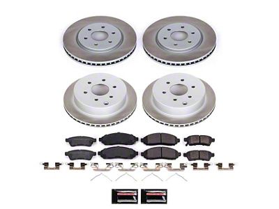 PowerStop Semi-Coated 6-Lug Brake Rotor and Pad Kit; Front and Rear (05-15 V6 Frontier)
