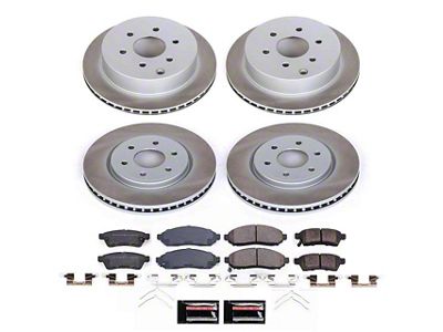 PowerStop Semi-Coated 6-Lug Brake Rotor and Pad Kit; Front and Rear (16-24 V6 Frontier)