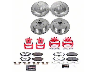 PowerStop Z36 Extreme Truck and Tow 6-Lug Brake Rotor, Pad and Caliper Kit; Front and Rear (16-25 V6 Frontier)