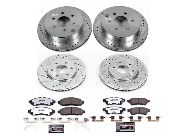 PowerStop Z36 Extreme Truck and Tow 6-Lug Brake Rotor and Pad Kit; Front and Rear (05-15 2.5L Frontier)